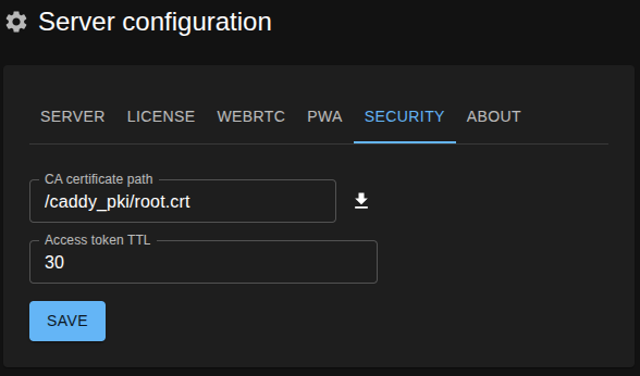 Security tab