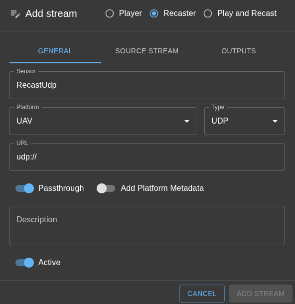 Add recast stream