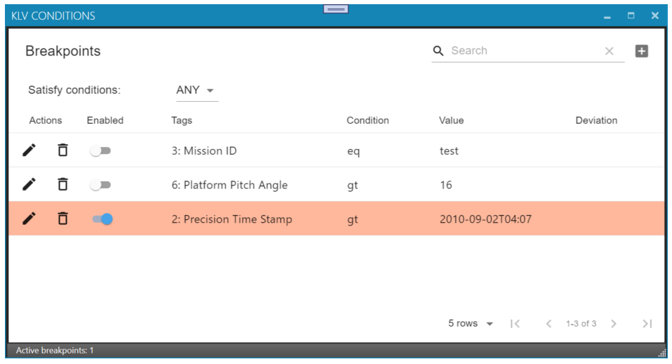 KLV Breakpoint Triggered