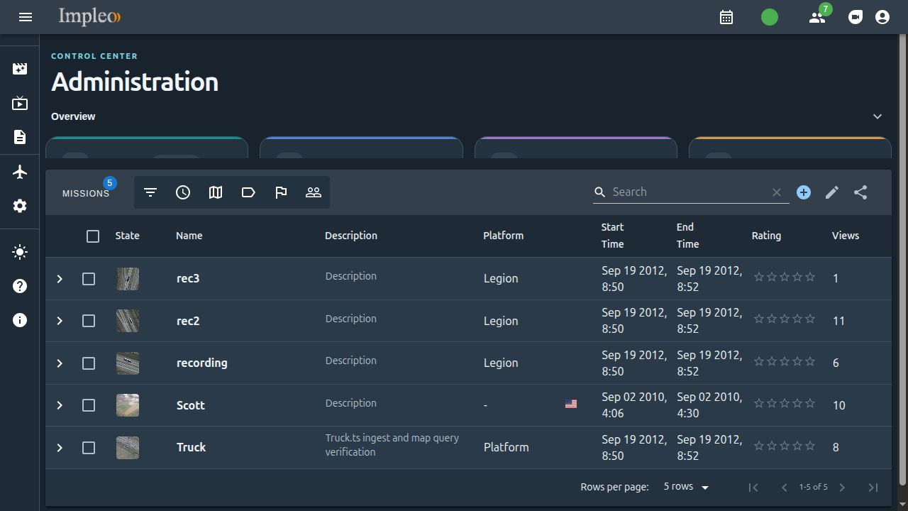 VOD mission control table